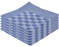 Theedoeken set - 12x stuks - blauw met blokmotief - 65 x 65 cm - Huishoudtextiel - Afdroogdoek - keukendoek - vaatdoek