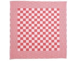 Theedoeken - Set - 2 stuks - Geblokt - Rood - 65x65 cm