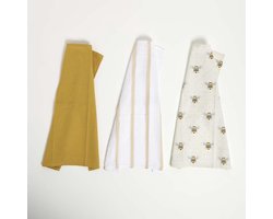 Theedoeken Set - Keukendoeken Katoen - Keuken Decoratie - Absorberend Pluisvrij - 3 Stuks 40x65cm - Geel Bijen