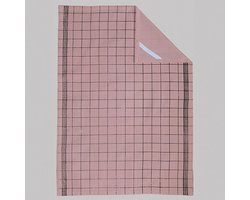 Theedoeken - Set van 2 - Roze - Ruit - Katoen - 40 x 70 cm