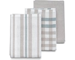 Theedoeken, Set van 3, Licht Grijs, 65 x 45 x 0.2 cm - Kela | Pasado