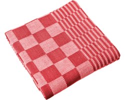 Theedoeken set van 6 - Geblokt patroon - 65x65 cm - Rood