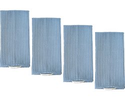 Theedoeken Wafel katoen Blauw Grijs - SET 4 stuks