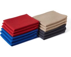 Theedoeken X-Large 70 x 45 cm (set van 12) Zeer absorberende wafeldoek Theedoek Antibacteriële afwerking voor het reinigen en sneldrogen van borden, katoen, veelkleurig