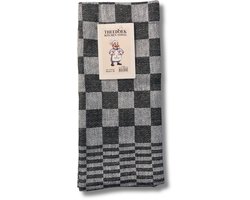 Theedoekenset - 60 x 65 cm - Geblokt - Zwart (per set van 2 stuks)