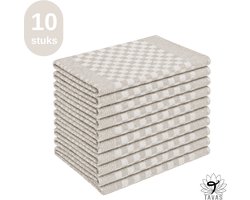 Theedoekenset - Geblokt - Glazendoeken 50x70 cm - Beige - Set van 10 - Horeca Theedoeken