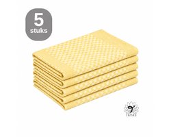 Theedoekenset - Glazendoeken - 50x70 cm - Geel - Set van 5 - Horeca Theedoeken