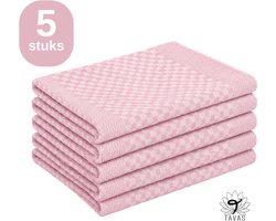 Theedoekenset - Glazendoeken - 50x70 cm - Roze - Set van 5 - 100% katoen - Horeca Theedoeken - horeca Glazendoeken