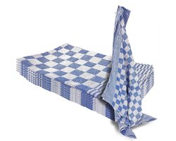 Theedoekenset - Glazendoeken - (Set van 6) - Blok Blauw - 65x65 - Geblokt - Blokdoeken - 100% katoen - Horeca Theedoeken - horeca - Glazendoeken