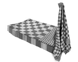 Theedoekenset - Glazendoeken - (Set van 6) - Blok Zwart - 65x65 - Geblokt - Blokdoeken - 100% katoen - Horeca Theedoeken - horeca - Glazendoeken