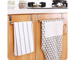 Theedoekhouder RVS 2 Stuks - Vaatdoek Houder - Keukenkast Deur Handdoek/Vaatdoek Houder - RVS Kastdeur Handdoekrek - Houder Rek Stang Hanger - Deurhanger Keuken -36CM