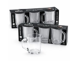 Theeglazen Set - 6 Stuks - 246 ml - Koffieglazen met Oor - Transparant Glas