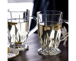 Theeglazen Set - 6 Stuks - 310ml - Theeglas - Theeglazen met Oor/Handvat