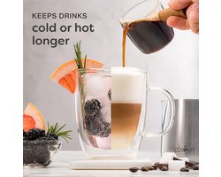 Theeglazenset – premium kwaliteit – luxe glazen koffie ( 4Glasses -350ml)