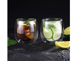 Theeglazenset – premium kwaliteit – luxe glazen koffie set van 2