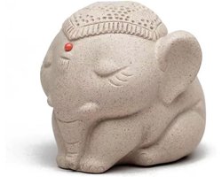 Theehuisdier Sculptuur - Keramiek Ornament - Thee Ritueel - Handgemaakte Decoratie - 6 cm - Paars