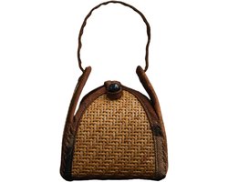 Theekophouder - Theeset tas - Thee serveren - Draagbaar rotan ontwerp - 10 x 8 cm - Natuurlijk