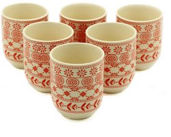 Theekopjes - gebloemd servies - keramiek - 6 stuks