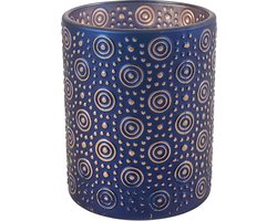 Theelichth ro Hailey L blauw/zilver