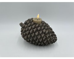 Theelichthouder dennenappel bruin maat S polystone 16 x 8 x 9 cm | 785968 | Countryfield | Stoer & Sober Woonstijl