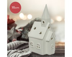 Theelichthouder huisje - wit