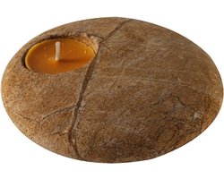 Theelichthouder Kandelaar - Marmer Houder - Sfeer Creëren - Massief Natuursteen - 12 cm Diameter - Bruin