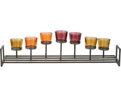 Theelichthouder Multi-kleur 71,5x15xh21cm Metaal-glas