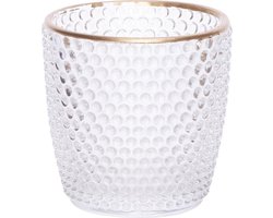 Theelichthouders/waxinelichthouders glas bubbels transparant 7,5 cm - Windlichtjes/kaarsenhouders