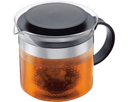 Theemaker voor thee - Hittebestendig glas - 1 liter - Zwart - Kunststof theezeef