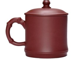 Theemok met deksel - Kantoor beker - Geniet van thee - Handgemaakt paars zand - 500ML capaciteit - Paars