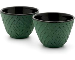 Theemok Set - Kopjes Gietijzer - Warme Dranken Genieten - Houdt Thee Lang Warm - 17x17x7 cm - Groen