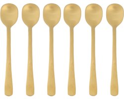 Theepels (klein formaat) - RVS - koffielepels - dessertlepels 6 stuks - bestekset vaatwasserbestendig - Eierlepeltjes - theelepels goud licht mat - oDaani
