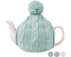 Theepot 112435 - Met Theemuts - Wit/Mintgroen - Porselein - Inhoud 0,6 Liter