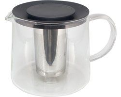 Theepot - 1,5 liter - met filter - glas/kunststof - Theepotten/theekannen - Theepot met theeinfuser