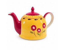 Theepot Danja 1900 ml – handbeschilderde keramieken theepot – grote theepot met bloemenmotief