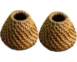 Theepot Deksel Houder - Thee Accessoires - Thee Moment - Handgemaakt Rotan - 5x5cm - Khaki
