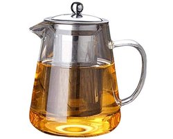 Theepot Dubbelwandig - Theepot Glas - Theepot met Filter - Theepot met Warmhouder - Hittebestendig - 450/750/950 Ml Capaciteit - Theekanne