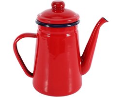 Theepot Emaille Koffiepot 1L Water Pot Gebruikt voor Koffie Thee Melk Olie Inductie Fornuis Gasfornuis Universeel (Rood)