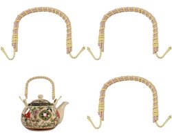 Theepot Handvat Vervanging - Rotan Handvat Thee Accessoire - Thee Zetten - Buigbaar en Verstelbaar - 4 stuks - Burlywood