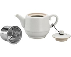Theepot in landelijke stijl met roestvrijstalen infuser 16oz porselein bloeiende en losse theepot (wit)