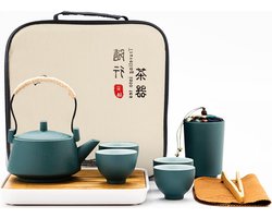 Theepot Japanse groene theeservies voor volwassenen - Draagbaar Kung Fu theeservies met bamboe dienblad