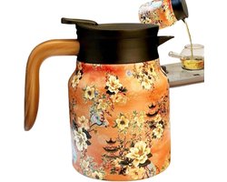 Theepot Karaf - Drankdispenser Warm Koud - Dranken Serveren - Ingebouwde Infuser - 1 Liter - Oranje