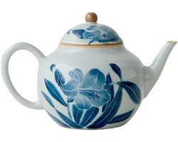 Theepot Keramiek - Koffiekan Serveer - Warme Dranken - Handgeschilderd Lily Design - 100ml Capaciteit - Multicolor