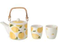 Theepot Kopjes Citroen - Keramiek Wit/Geel - 600 ml