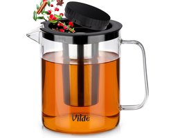 Theepot met Filter Glas Hittebestendig 1,5 l - Koffie- en Thee Pot - Infuser - Theezeef - Filter - Zeef