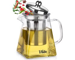 Theepot met Filter Glas Hittebestendig 490 ml - Koffie- en Thee Pot - Infuser - Theezeef - Filter - Zeef