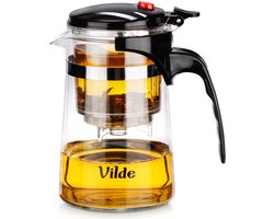 Theepot met Filter met Knop Glas 600 ml - Koffie- en Thee Pot - Infuser - Theezeef - Filter - Zeef