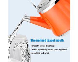 Theepot met fluit - Roestvrijstalen ketel - Water koken - Ergonomisch handvat - 1 Liter - Oranje