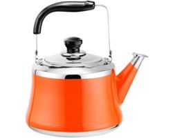 Theepot met Fluitje - Waterkoker Ketel - Water Koken - Ergonomisch Handvat - 5 Liter - Oranje