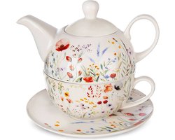 Theepot met Kop Porselein KLAPROZEN 3 delig - Theekan - Kopje - Theepot - Thee voor Één Set